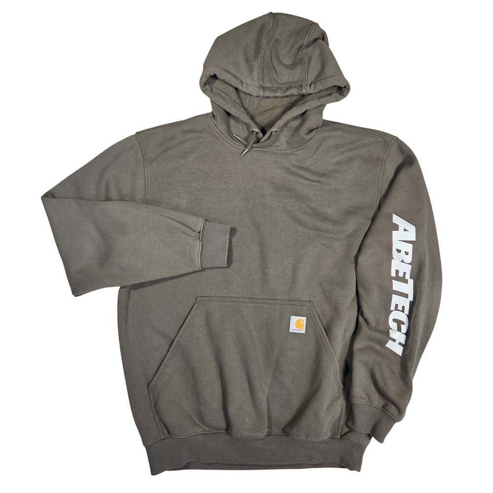 Carhartt Mens Loose Fit Midweight Hoodie Olive Green ABETECH Sleeve Print M K121